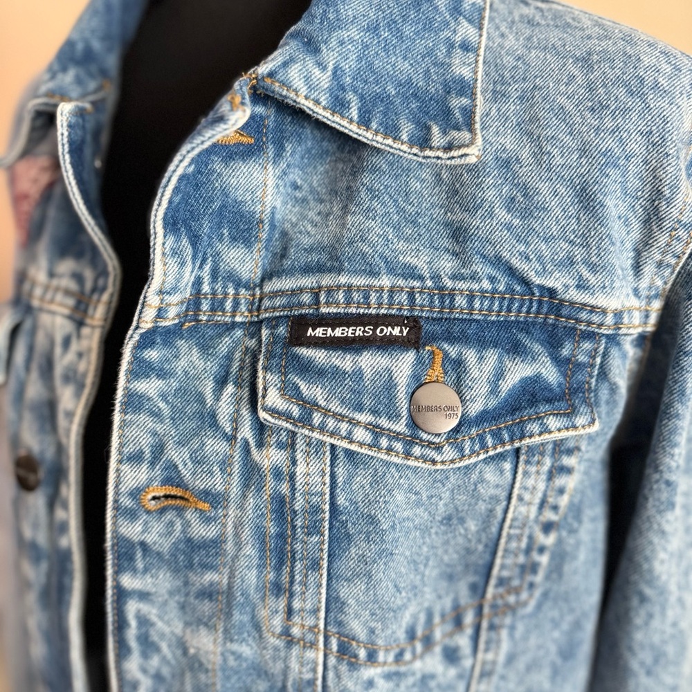 Vintage Members Only Looney Tunes Denim Jacket Bugs Bunny Taz Embroidered S - Picture 4 of 7